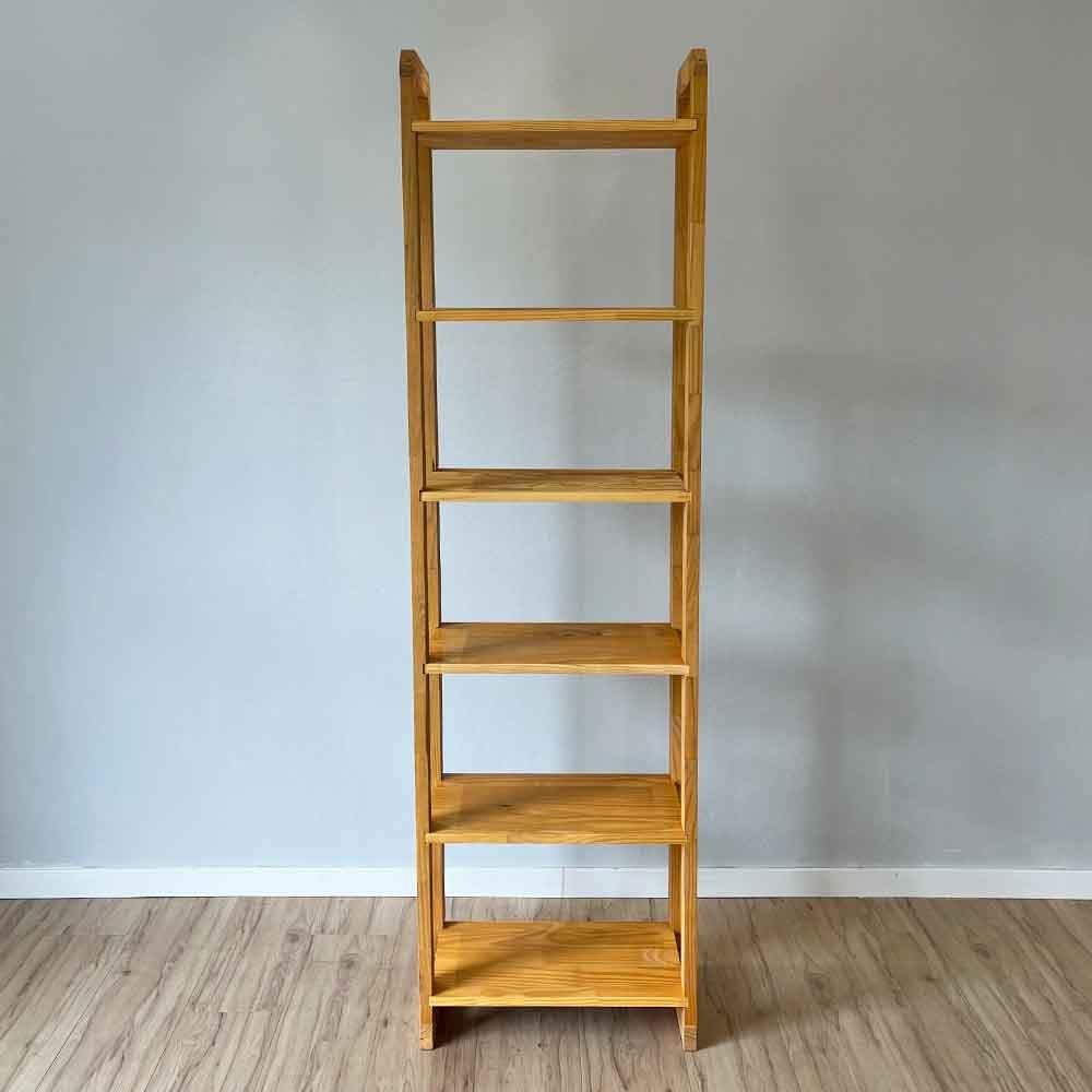 21 estante 6 prateleiras de madeira pinus linea slim nozes