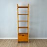 Estante 6 Prateleiras de Madeira Pinus Linea Slim com Gaveta Carvalho
