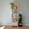 17 estante 6 prateleiras de madeira pinus linea slim com gaveta natural