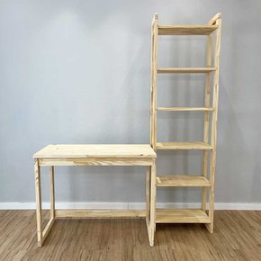 11 home office escrivaninha e estante de madeira pinus linea slim natural