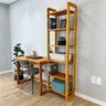 07 home office escrivaninha e estante de madeira pinus linea slim carvalho