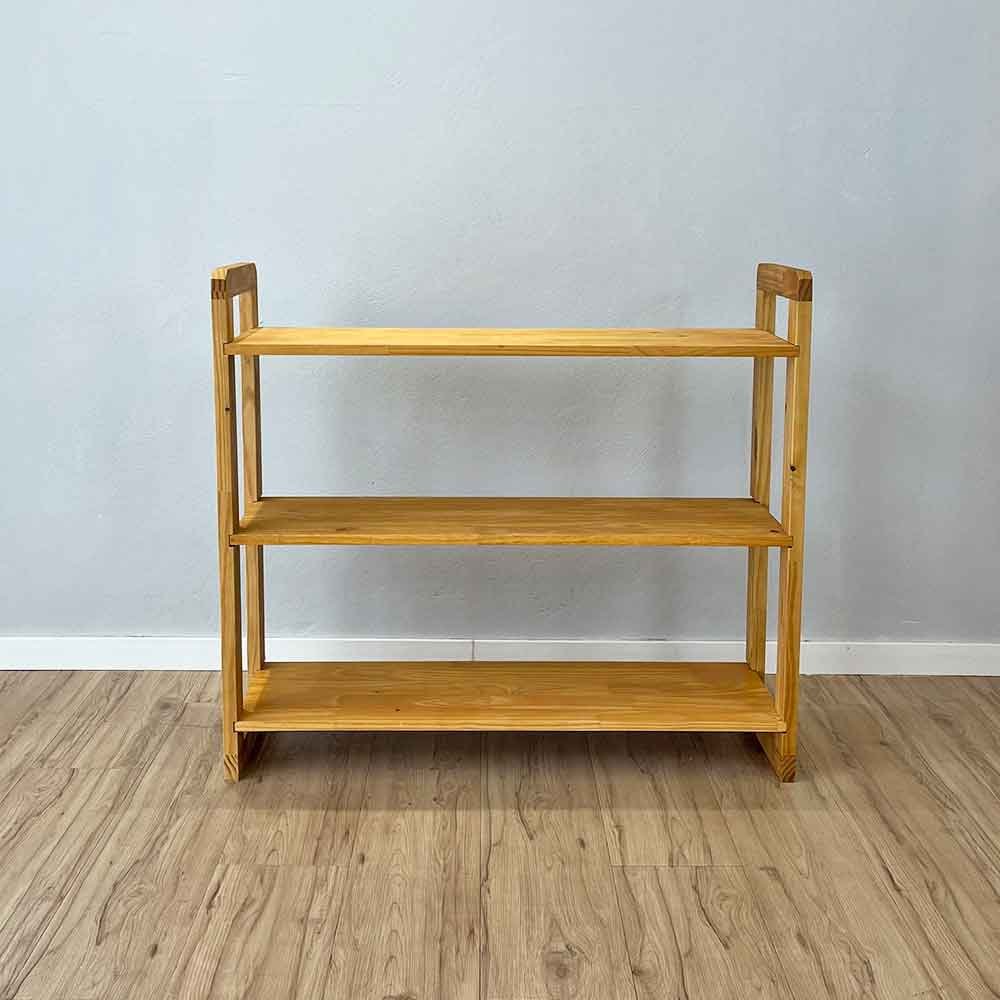 39 aparador de madeira pinus linea de 3 prateleiras ample nozes