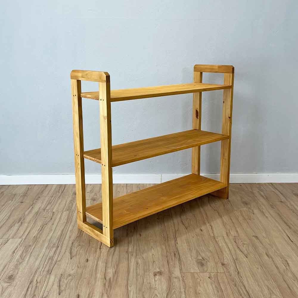 40 aparador de madeira pinus linea de 3 prateleiras ample nozes