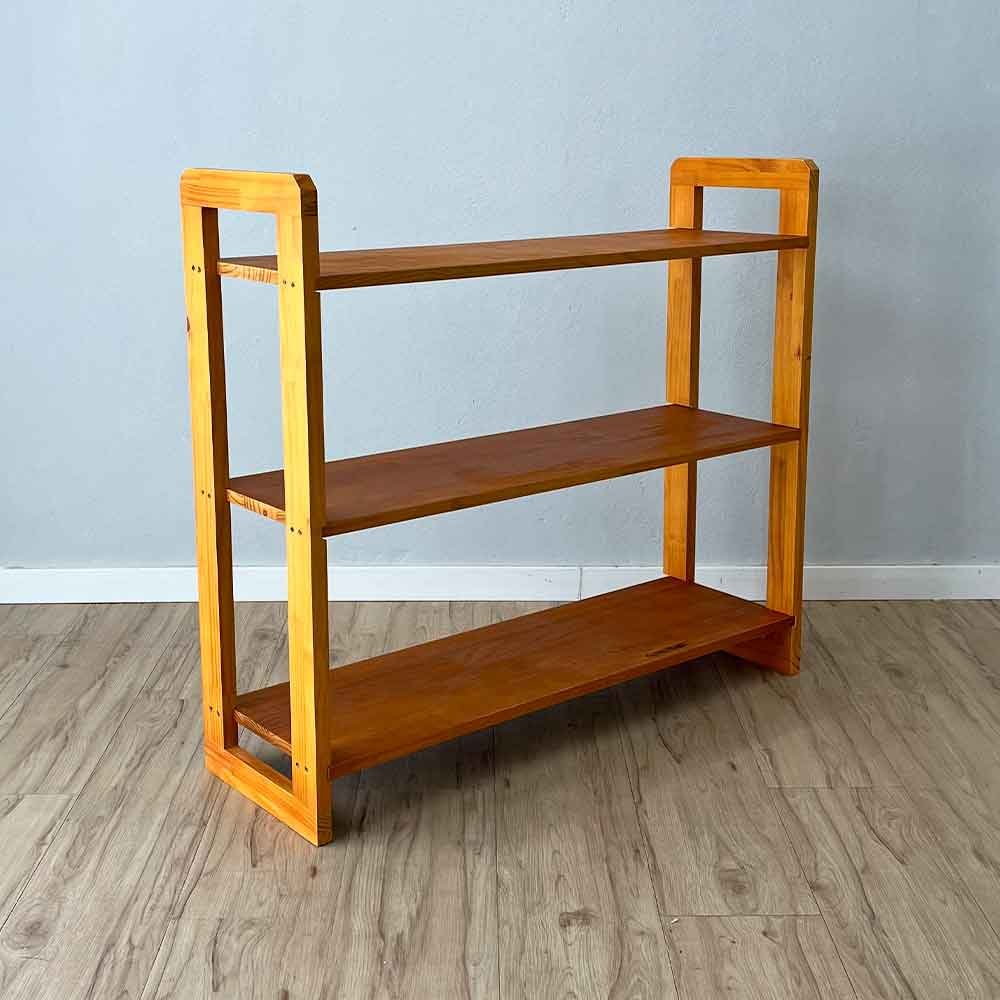 13 aparador de madeira pinus linea de 3 prateleiras ample carvalho