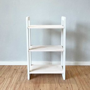 aparador de madeira pinus linea de 3 prateleiras slim branco frontal