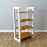 20 aparador de madeira pinus linea de 4 prateleiras slim nozes e branco