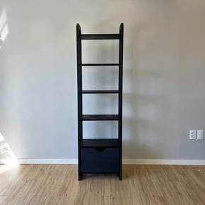 estante 6 prateleiras de madeira pinus linea slim com gaveta preto5