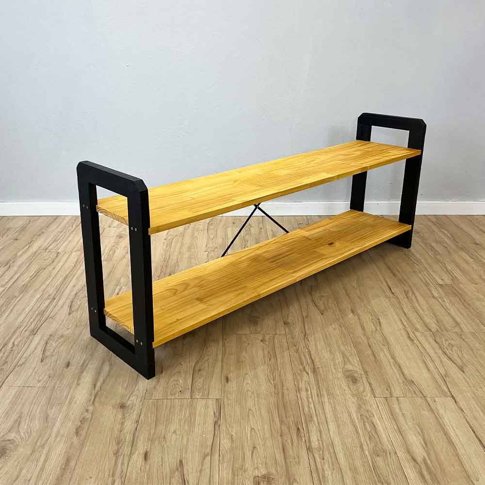 13 rack de tv de madeira pinus linea nozes e preto