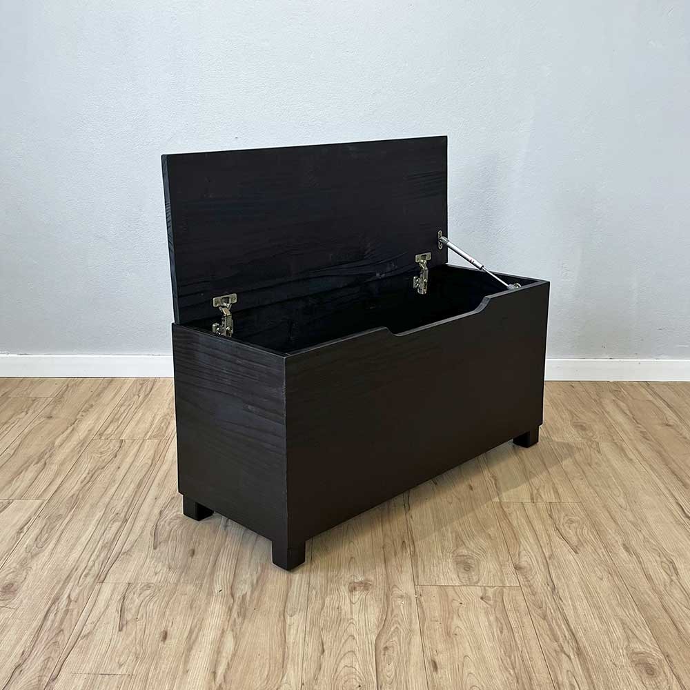 bau banco multiuso de madeira pinus grande preto2