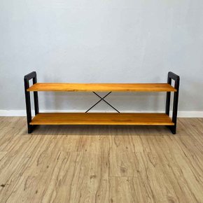 10 rack de tv de madeira pinus linea carvalho e preto
