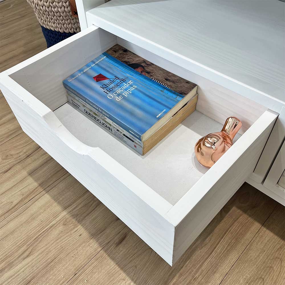 rack de tv de madeira pinus linea com 3 gavetas branco8