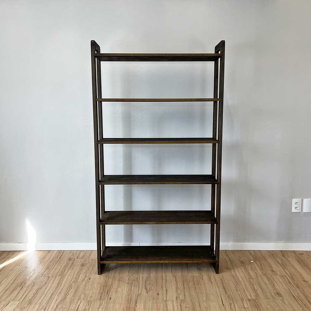 05 estante 6 prateleiras de madeira pinus linea ample tabaco