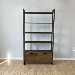 estante 6 prateleiras de madeira pinus linea ample com 2 gavetas tabaco3