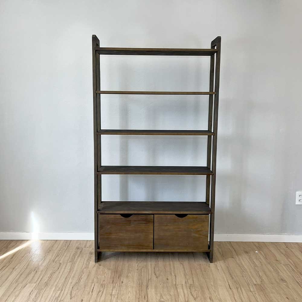 estante 6 prateleiras de madeira pinus linea ample com 2 gavetas tabaco3