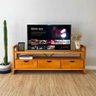 09 rack de tv de madeira pinus linea com 3 gavetas carvalho