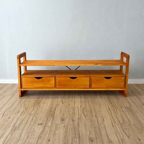 13 rack de tv de madeira pinus linea com 3 gavetas carvalho