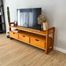 16 rack de tv de madeira pinus linea com 3 gavetas carvalho