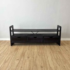 rack de tv de madeira pinus linea com 3 gavetas preto5