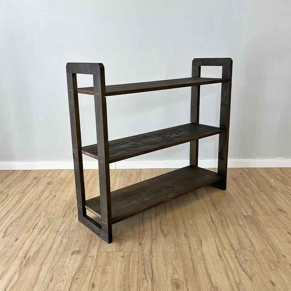 07 aparador de madeira pinus linea de 3 prateleiras ample tabaco