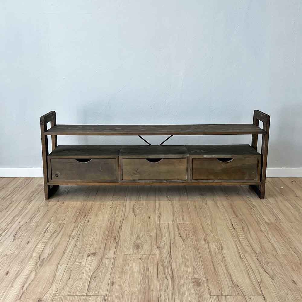 rack de tv de madeira pinus linea com 3 gavetas tabaco3