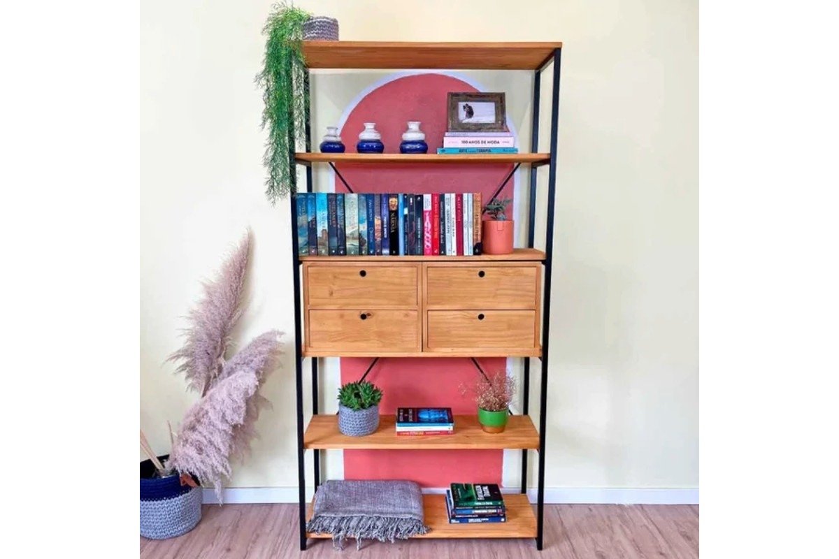 estante com gavetas