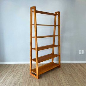 estante a 6 prateleiras de madeira pinus linea ample carvalho de lado