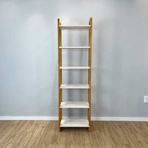 10 estante 6 prateleiras de madeira pinus linea slim branco e nozes