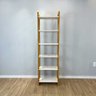 Estante 6 Prateleiras de Madeira Pinus Linea Slim Branco e Nozes