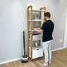 estante 6 prateleiras pinus linea slim com gaveta branco e nozes