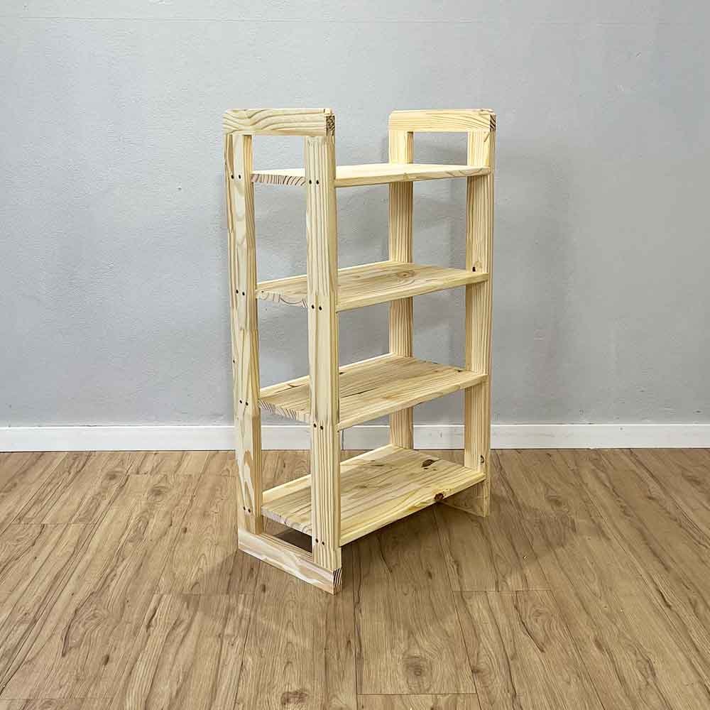 11 aparador de madeira pinus linea de 4 prateleiras slim natural