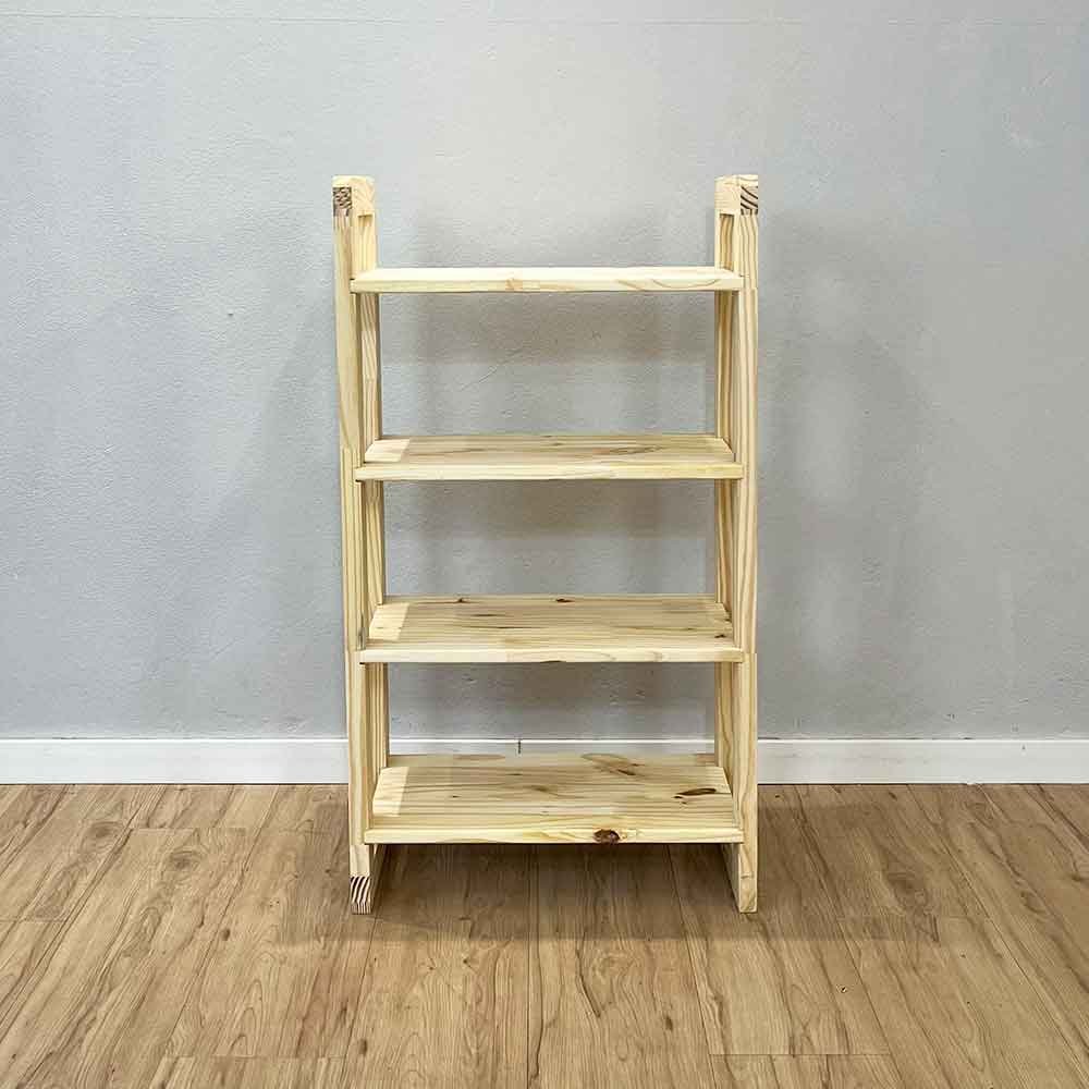 12 aparador de madeira pinus linea de 4 prateleiras slim natural