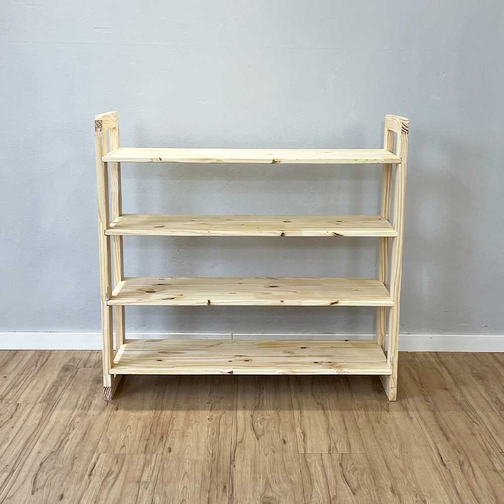 14 aparador de madeira pinus linea de 4 prateleiras ample natural