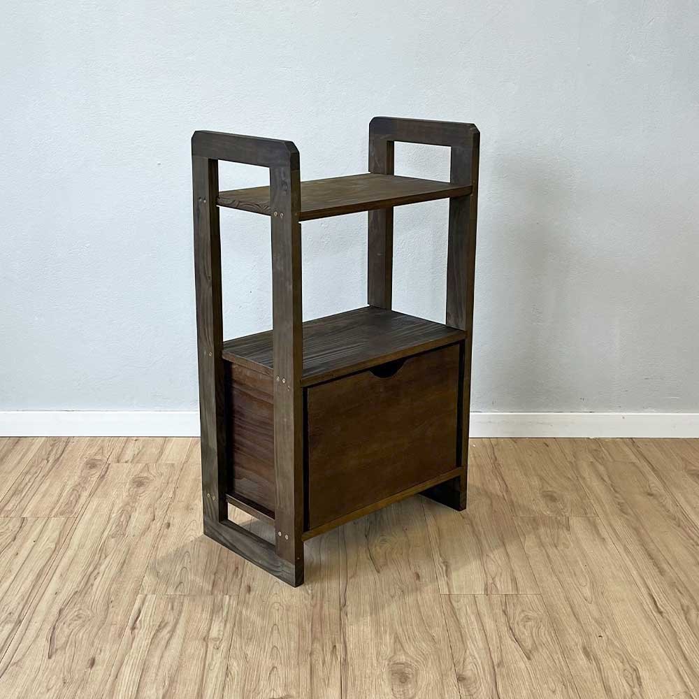 aparador de madeira linea de 3 prateleiras slim com 1 gaveta tabaco3