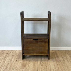 aparador de madeira linea de 3 prateleiras slim com 1 gaveta tabaco frontal