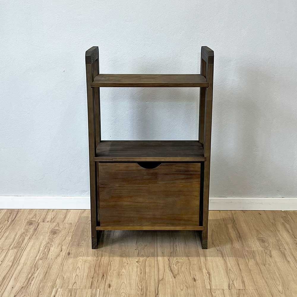 aparador de madeira linea de 3 prateleiras slim com 1 gaveta tabaco4