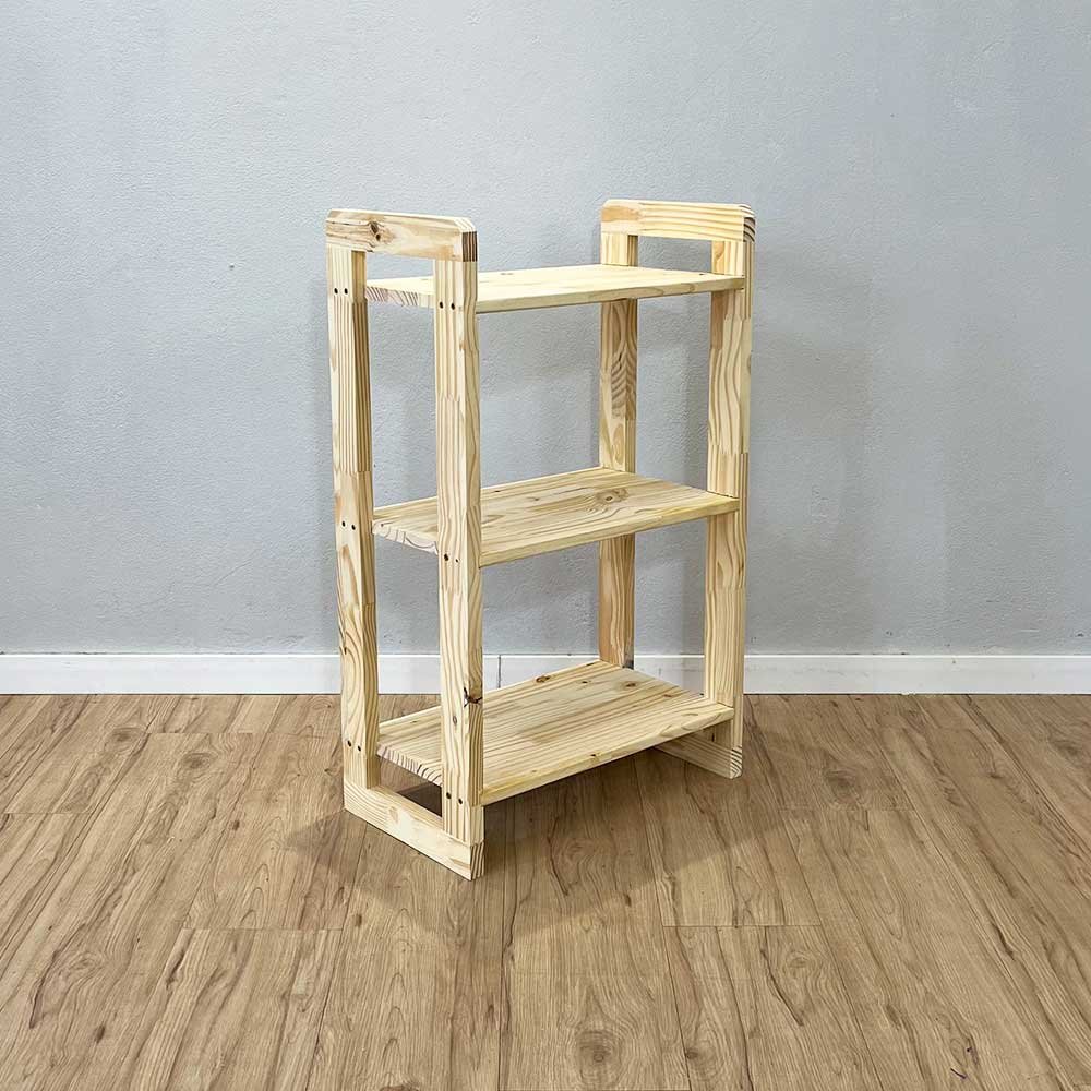 26 aparador de madeira pinus linea de 3 prateleiras slim natural