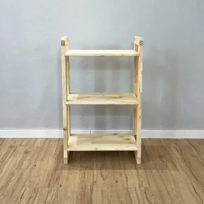 27 aparador de madeira pinus linea de 3 prateleiras slim natural