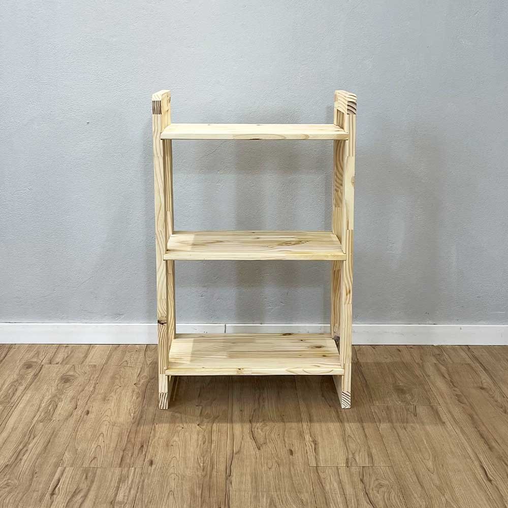 27 aparador de madeira pinus linea de 3 prateleiras slim natural