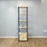 Estante Style de Ferro e Madeira Slim 6 Prateleiras Industrial com 1 Gaveteiro Natural e Preto