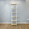 02 estante style de ferro e madeira slim 6 prateleiras industrial natural e branco