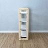 12 aparador de madeira pinus linea de 4 prateleiras slim branco e natural