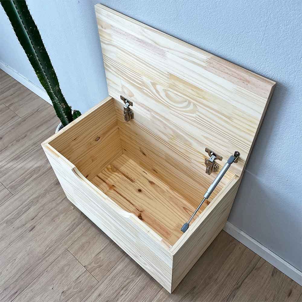 bau banco multiuso de madeira pinus pequeno natural9