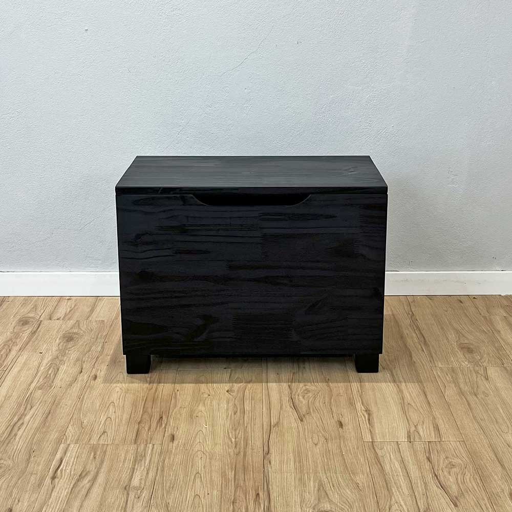 bau banco multiuso de madeira pinus pequeno preto6