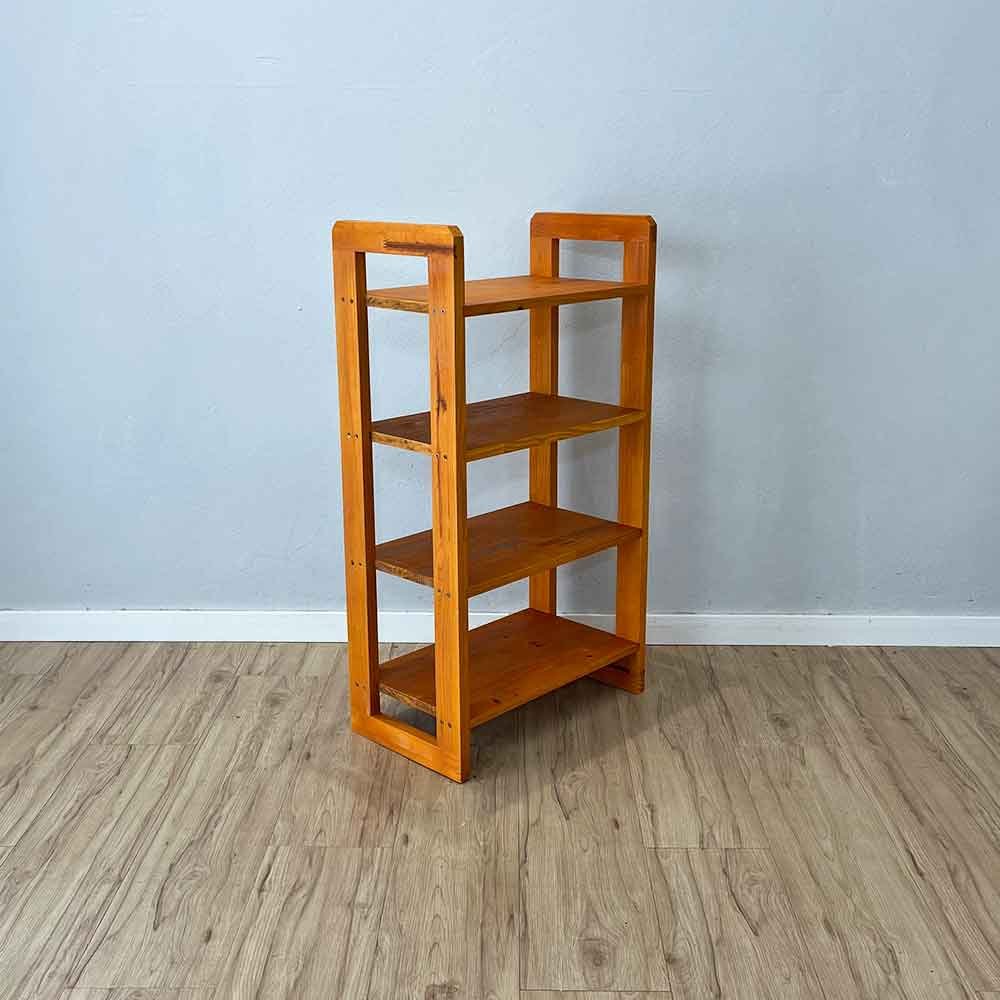 19 aparador de madeira pinus linea de 4 prateleiras slim carvalho