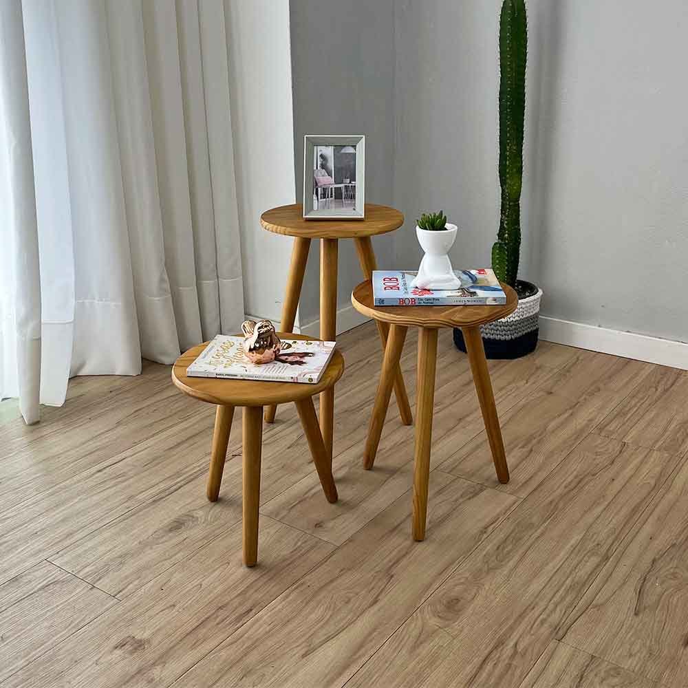 trio mesas lateral redondas com pe palito de madeira nozes5