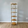 Estante de Canto para Chão de Madeira Pinus 6 Prateleiras Linea Nozes e Branco