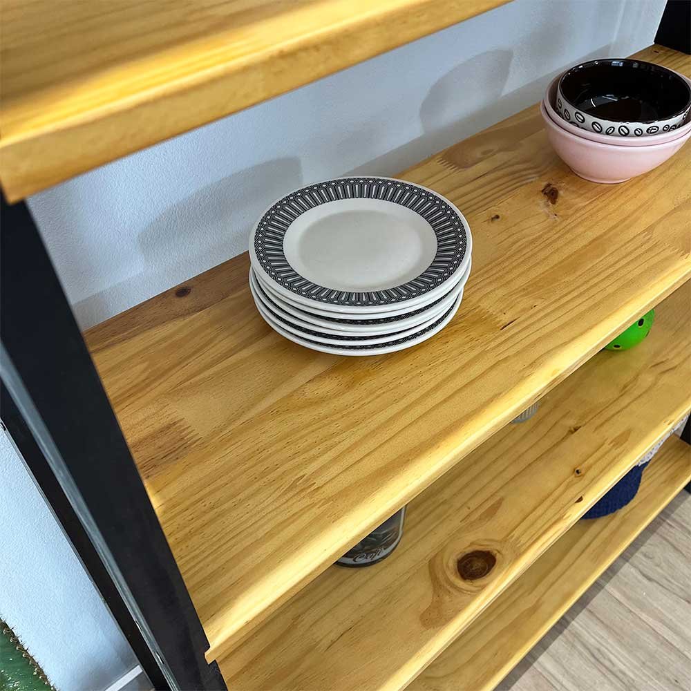 estante a 6 prateleiras de madeira pinus linea ample nozes e preto6