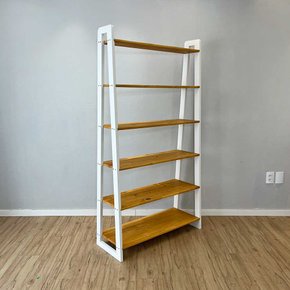 estante a 6 prateleiras de madeira pinus linea ample nozes e branco3