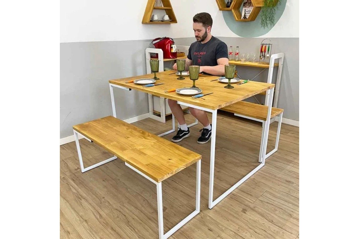 mesa de madeira estilo industrial da art factory