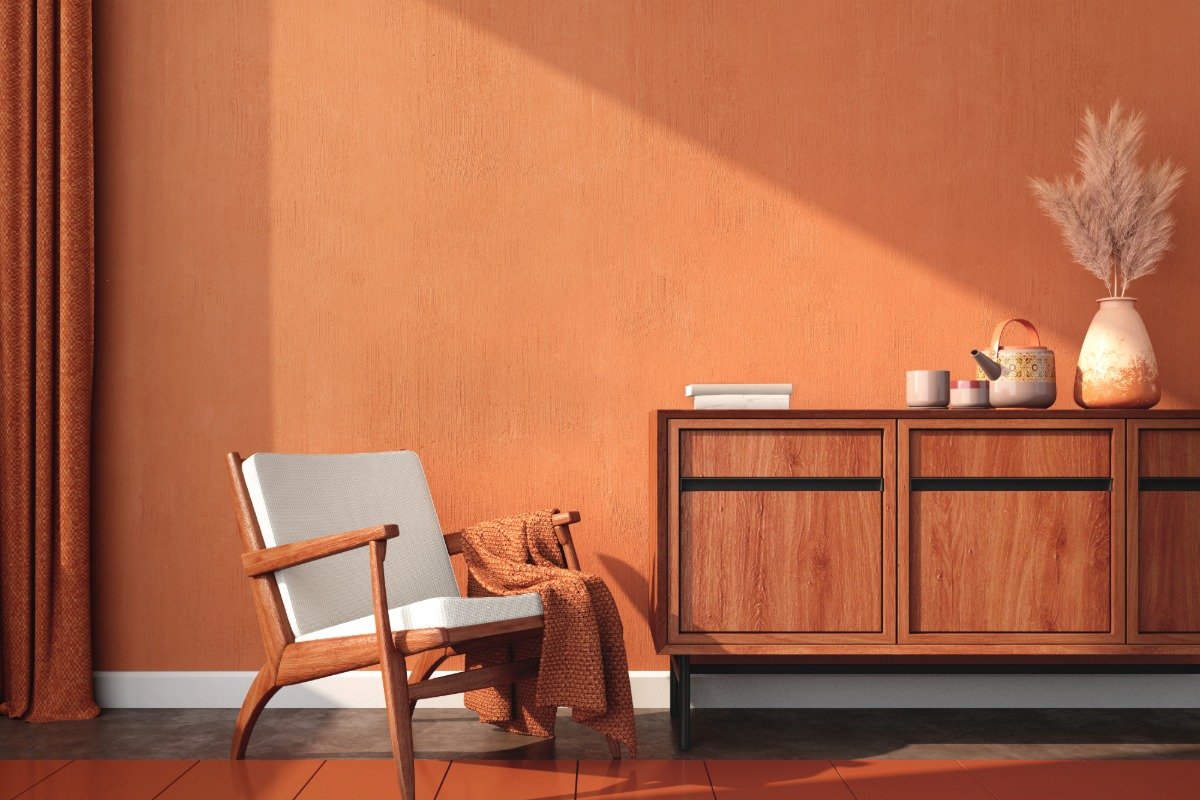 ambiente com cores em tons laranja